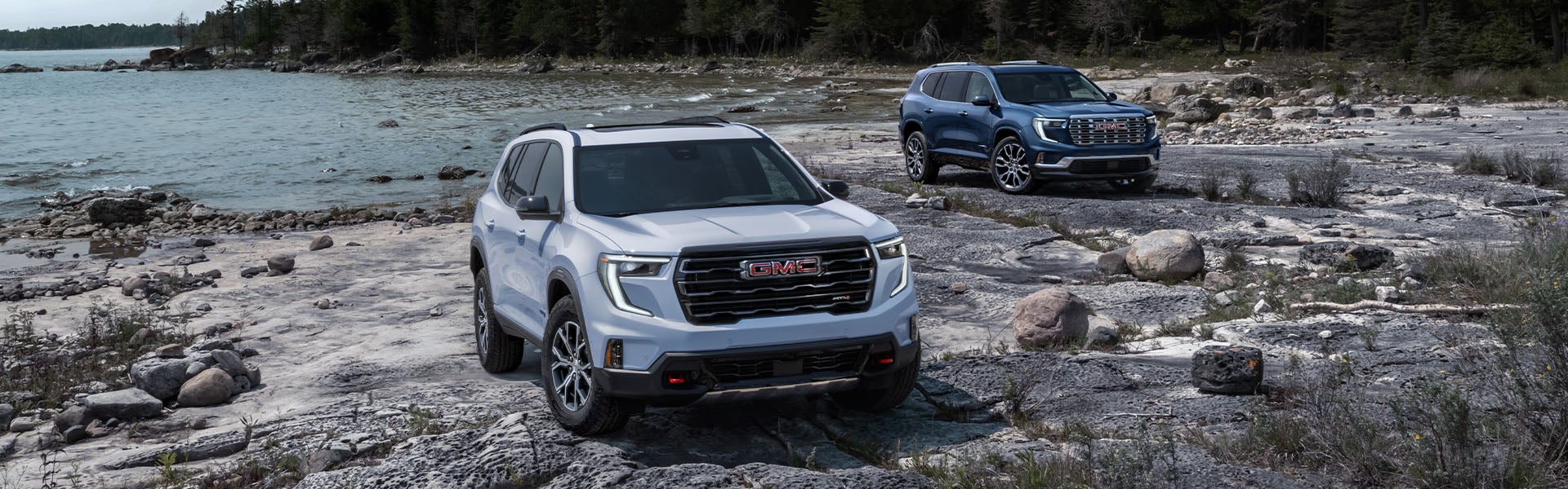 A White and A Blue 2024 GMC Acadia